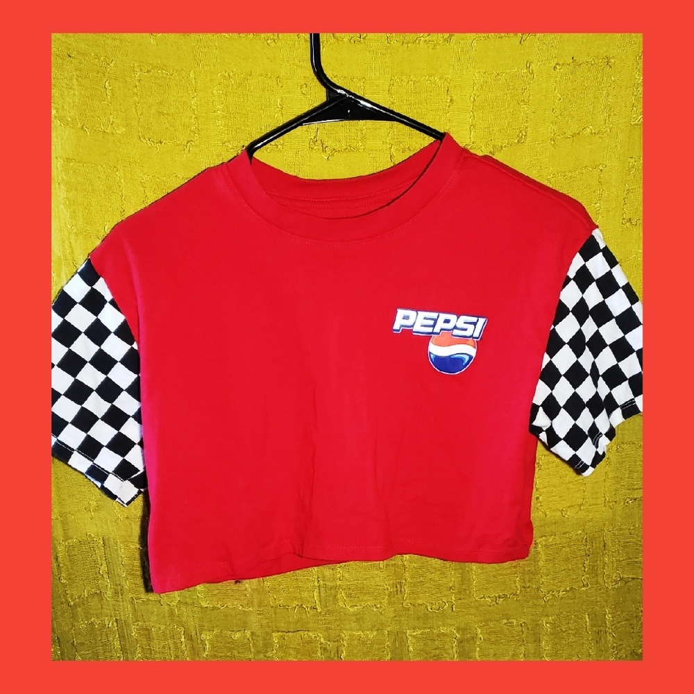 Pepsi checker sleeve croptop